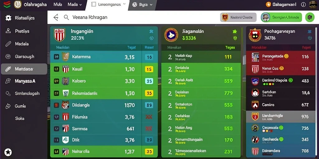 Tampilan menu permainan yang mudah dinavigasi.